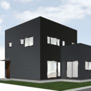 ヘリンボーン壁、マリンランプなどカリフォルニアテイストが溢れるリビング